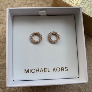 NEW Michael Kors Rose Goldtone Pave Stud Earrings
